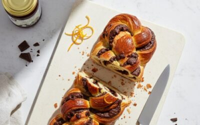 Receta trenza de chocolate y hojaldre con crema de cacao y naranja