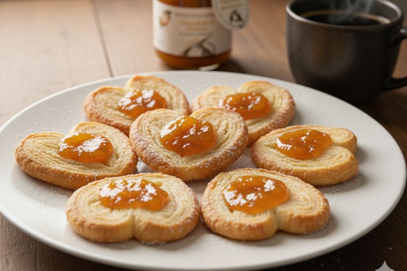 palmeritas de hojaldre con mermalada